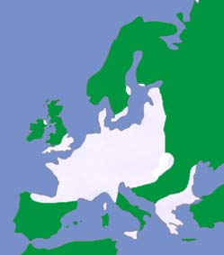 European distribution of Nathusius' pipistrelles