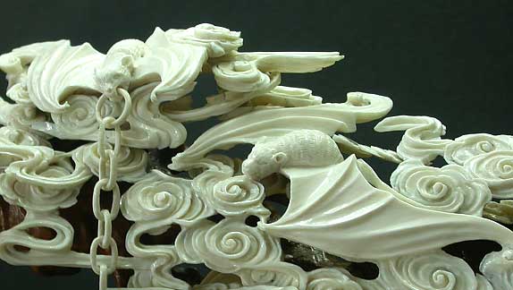 ivory bats at the Guangzhou folk museum: photo by Nigel Birch