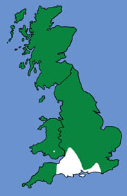 British distribution of Bechstein's Bat